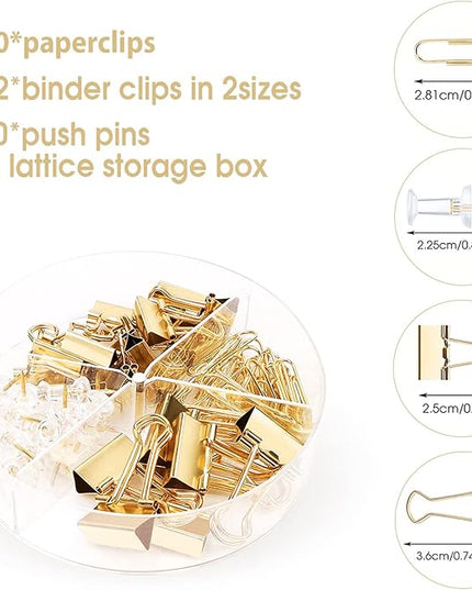 Gold Desk Organizers and Accessories Office Supplies Set Stapler, Pen Holder, Phone Holder, Scissors, Pen, Ruler, 30 Paper Clips, 22 Binder Clip, 20 Tacks and 1000pcs Staples (Gold)