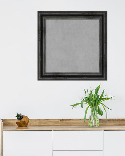 Amanti Art Black Framed Magnetic Board 25x25 Medium Vision Board for use with Magnets, 100% Metal Sheet to Display Items as Office Decor or for Home Organization in mudroom, Kitchen or Kids Room
