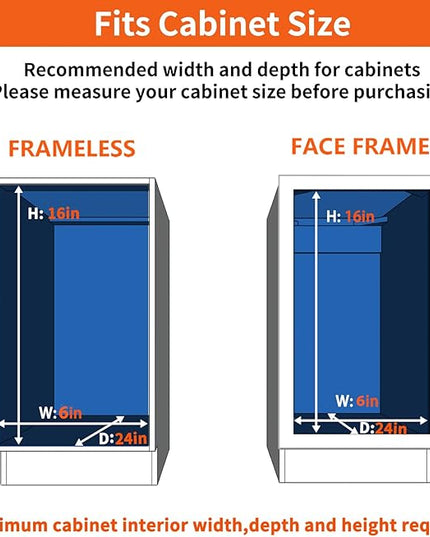 ROOMTEC Individual Pull Out Cabinet Organizer (5½"W x 21½"D), 2 Tier Spice Rack Organizer for Cabinet, Slide Out Drawer Pantry Shelf Organization and Storage for Kitchen Bathroom