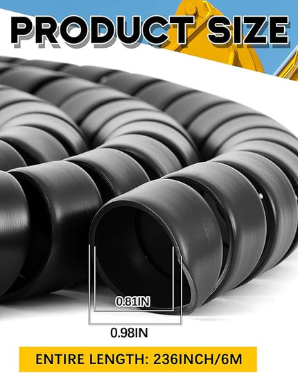 Innconee 1 Pcs Spiral Wrap Cable Protector, Safe 1" Od x 20' Pre Cut Lengths Hydraulic Hose Protector Wrap to Avoid Wear and Extend Life for Hydraulic Pneumatic Hoses(Black)