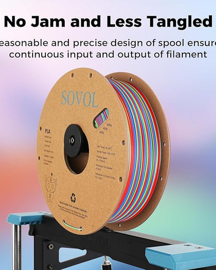 Sovol PLA Filament 10KG, Silk Tri Color & Dual Color Co-Extrusion PLA, Shiny Multicolored Fast Change Rainbow 3D Printer Filament, Matte & Glitter & Glow in The Dark PLA 1.75mm 1kg/ 2.2lbs +/-0.03mm