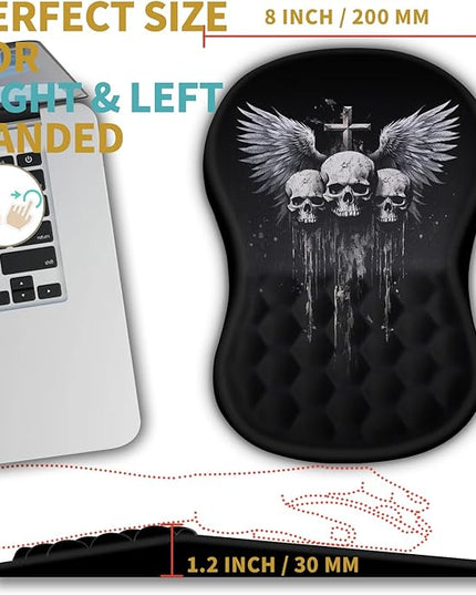 Hokafenle Ergonomic Mouse Pad Wrist Support with Massage Design, Wrist Rest Pain Relief Mousepad with Memory Foam&Non-Slip PU Base, Mouse Pads for Wireless Mouse & Desk (12x8 inch,Demon Angel)