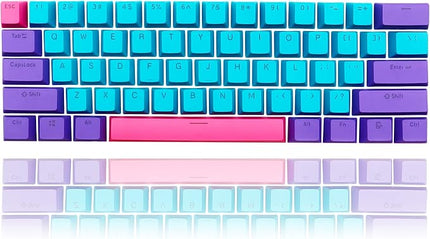 GTSP 61 Keycaps 60 Percent, Ducky One 2 Mini Keycaps for Mechanical Keyboard OEM Profile RGB PBT Keycap Set with Key Puller for Cherry MX Switches SK 61/Joker (Only keycaps) Blue