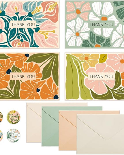 Thboxes Thank You Cards with Envelopes, 36 Pack Thank You Cards Bulk with Envelopes & Stickers 4x6 Inch Greeting Card for Birthday, Wedding, Baby Shower, Graduation, Bridal Shower, Business