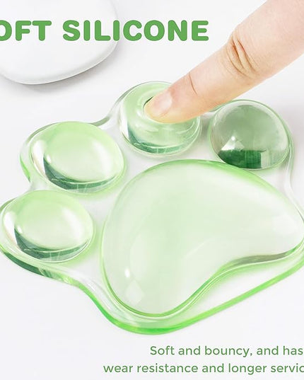 Cat Paw Mouse Wrist Rest, Green Clear Silicone Support Pad, Green Cute Ergonomic Soft Transparent Wrist Pain Relief for Office Home Desk Computer