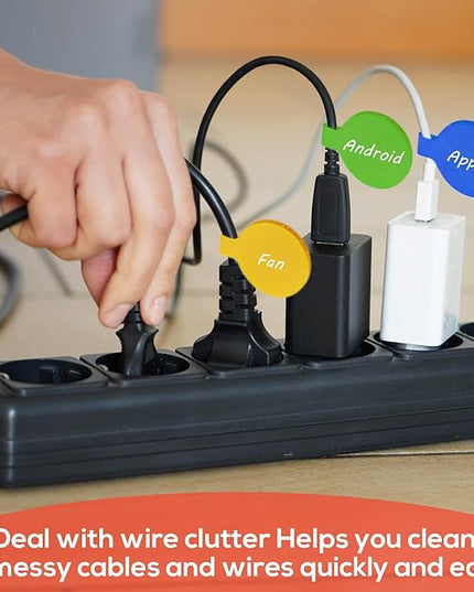 32pcs Cable Labels and Silicone Cable Ties, Reusable Cable Labels Tags Adjustable Silicone Zip Ties 20 Wire Labels and 12 Cable Straps Cord Wrap Organizer for Charging Cords Wires Cables