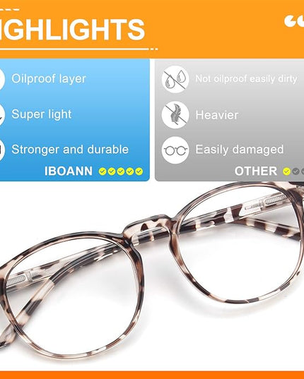 IBOANN Blue Light Glasses for Woman/Men, Fashion Blue Light Glasses Men, Fake Glasses Help Reduce Screen Fatigue