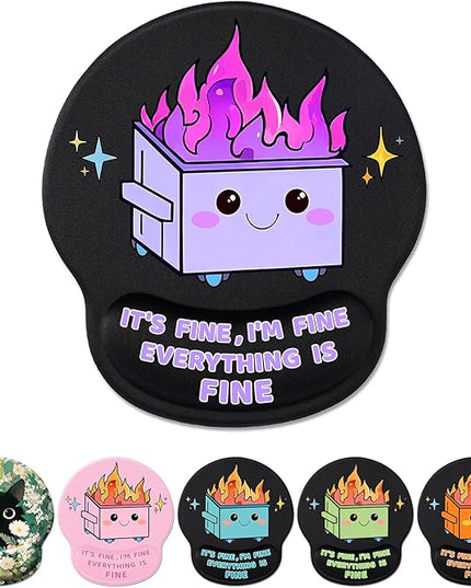Ergonomic Mouse Pad with Wrist Support, Cute Funny Gel Mouse Pads Wrist Rest, Dumpster on Fire Comfortable Computer Mousepad for Gaming Laptop Work Home Desk Accessories Office Supplies Decor