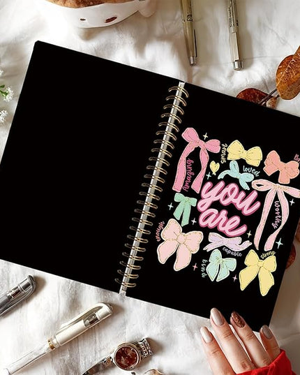 You Are Bow Spiral Notebook Journal -Inspirational Pastel Aesthetic Journal with Positive Words, Gift for Women and Girls, Hardcover Spiral Notebook 80 Sheets -160 Pages 5.5x8.3 Inch
