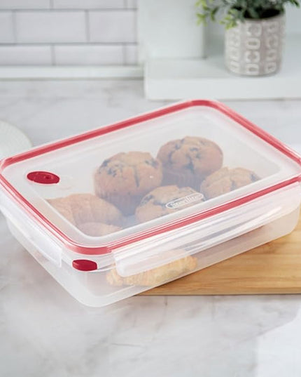Sterilite Ultra-Seal 16 Cup Rectangle, Airtight Food Storage Container, Latching Lid, Microwave and Dishwasher Safe, Clear With Blue Gasket, 8-Pack