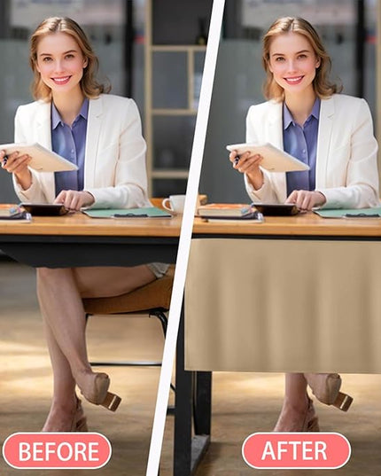 Icegrey 44" Under Desk Privacy Panel with Cable Management Organizer Net Self-Adhesive Modesty Panel for Cord Organizer Pockets and Desk Skirt for Home Office or Standing Workstation, Khaki