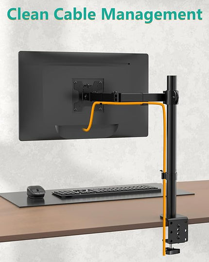 WALI Single Monitor Mount, Single Monitor Arm Desk Mount,Desk Monitors Stand, Holds Screen Up to 32inch, 22lbs, Adjustable Mount with C-CLAMP Designed for Home Office Application(M001), Black