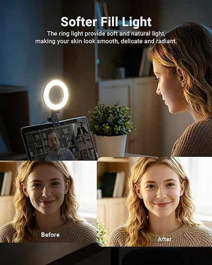 NEEWER Basic 5" Ring Light for Video Conference Lighting, Clip on Light Kit with Desk Tripod Stand for Monitor Laptop Computer Zoom Call Live Streaming Remote Working Learning Video Recording, BR60