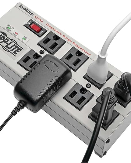 Tripp Lite Isobar 8 Outlet Surge Protector Power Strip, 25ft Long Cord, Right-Angle Plug, Metal, & $50,000 Insurance (ISOBAR825ULTRA) Gray
