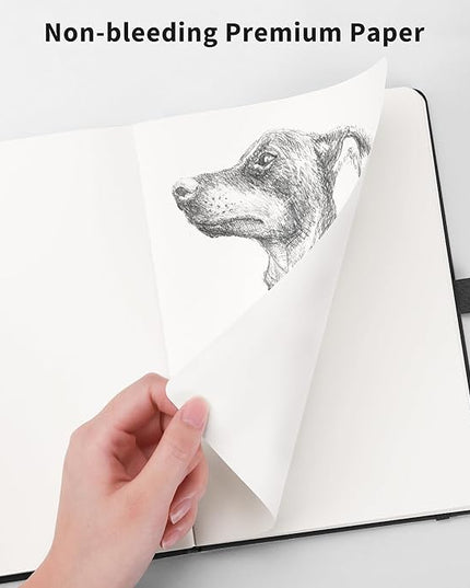 RETTACY Blank Journal Notebook, 192 Pages, A5 Medium Size (5.7'' x 8.3''), Leather Hardcover, 100 GSM Thick Paper, for Sketching, Drawing, Painting (Pink)