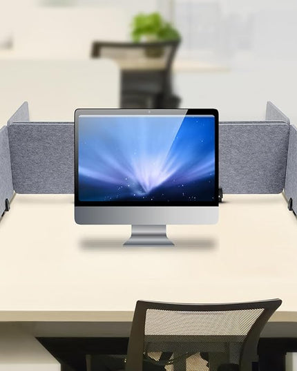 Stand Up Desk Privacy Panel, 6Pcs Clamp-On Acoustic Desk Divider Table Mounted Privacy Panel Sound Proof Dividers(2Long Panel 47.25x16In&4 Short Panel 23.6x16In) (2Long Panel -59x16In)