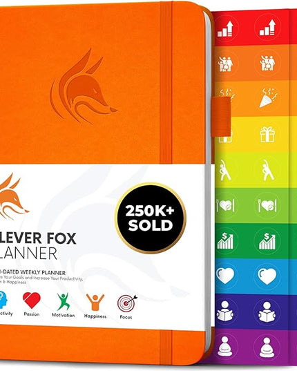 Clever Fox Planner – Undated Weekly & Monthly Planner for Productivity, Time Management & Goals – Organizer Journal – A5 (Orange)