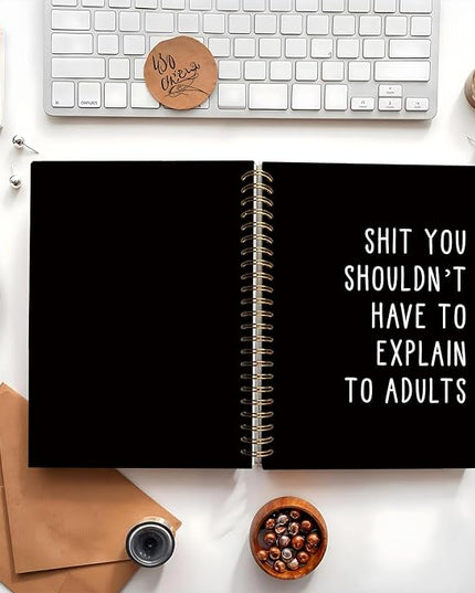 LIANGW Sarcastic Notebooks for Work, Funny Notebooks Journal, Funny Office Gifts for Coworkers, Funny Notebooks for Work, Office Humor Gifts, Black Hardcover Spiral Notebook 5.5x8.3 Inch