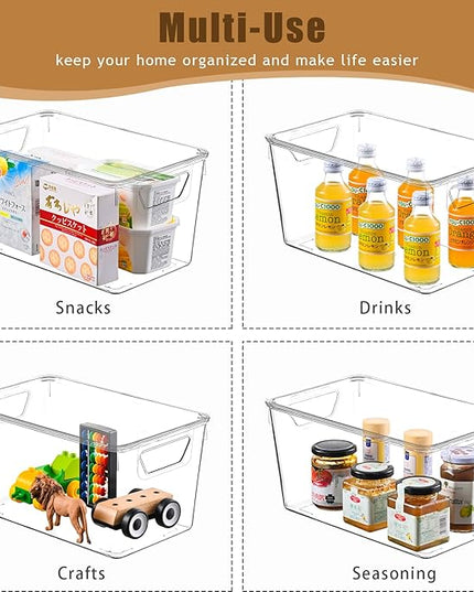 12 Pack Middle Stackable Storage Boxes for Storage and Organization, Clear Storage Bins with Lids, Plastic Storage Containers with Lids, Plastic Bins with Handles for Office, Bedroom, Study Room