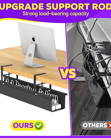 Large Under Desk Cable Management Tray, REFLYING 29.1" Cable Management Under Desk No Drill,Adjustable Clamp Cord Wire Organizer, Cord Hider for Standing Table, Wire Hider for Office,Home (Medium)