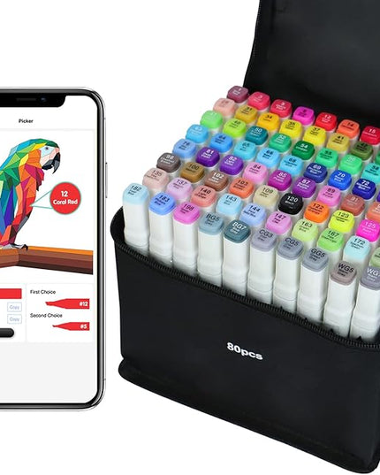 80 Colors Alcohol Markers, Art Markers for Artists with Coloring App, Dual Tip Marker for Kids Adult Painting Sketching Drawing with Travel Case Great Gift Idea