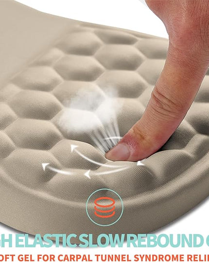 Ergonomic Mouse Pad Wrist Support with Memory Foam Massage Bulge, Carpal Tunnel Pain Relief Mousepad Wrist Rest for Mouse(12x8 inch, Apricot)
