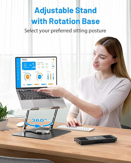 Metfut Laptop Cooling Pad with Detachable Fan & Thermoelectric Cooler, Adjustable Height & Angle, 360 Rotation Base, Carbon Steel Framework, Ultra-Quiet & Super Sturdy for up to 15.6” Laptop
