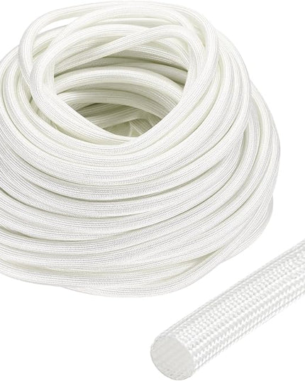 uxcell Insulation Cable Protector,6mm/0.24 Inch-30m/98 Feet High Temp Fiberglass Sleeve White