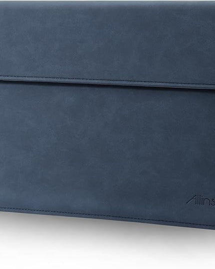Allinside 13 Inch Laptop Sleeve Case for MacBook Air 13 2018-2025/MacBook Pro 13 2016-2022/Macbook Pro 14 2021-2024, Waterproof Matte PU Leather Horizontal Envelope Protective Case Cover, Navy Blue