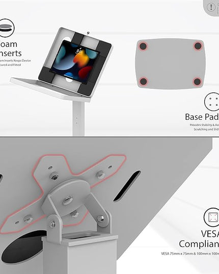 Thin Floor Stand - CTA Tall Standing 360 Degree Kiosk Display Tablet Holder - Charger Access & Lock - for iPad Pro 13-inch (M4), iPad Pro 12.9-inch, iPad Air 13-Inch (M3 / M2)