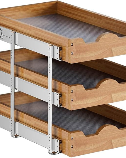 OCG Pull Out Drawer 14" W x 21" D, 3 Tier Pull Out Cabinet Organizer, Heavy-Duty Slide Out Drawer for Cabinets, Base Cabinet Organization for Kitchen, Pantry, Bathroom