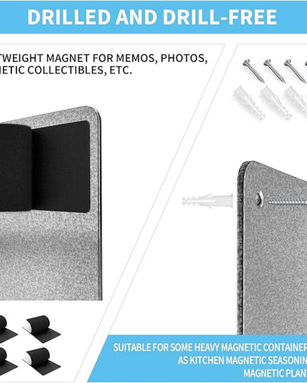 2Pack Magnetic Board,17.1" x 11.8" Magnet Display,for Magnets and Bulletin Board,Suitable for Wall, Refrigerator, Compartment, Cabinet etc,Comes with Dual Lock Tape for Easy Hanging (silver1