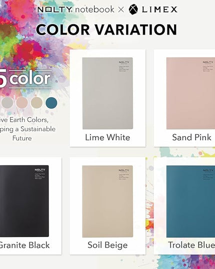NOLTY NOTE × LIMEX, A5 Log Type Notebook, 3.5mm Grid, 176 Sheets, Trolate Blue, NTL1215