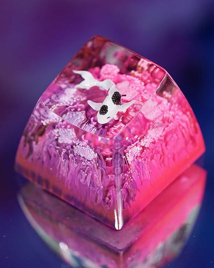 Kohaku Koi Artisan Keycap Magenta Pink Ocean R1 SA Profile Custom Keycaps 1U ESC Handmade Gaming Resin Key Cap Cherry MX Switch Compatible Mechanical Keyboard Koi Lover Gift