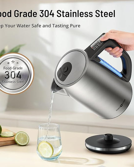 Electric Kettle Temperature Control, 1.7L Electric Kettle with 6 Temperature Settings, 1500W Cordless Hot Water Boiler Heater, Strix Thermostat, Touch Control, Auto-Shutoff/Boil-Dry Protection