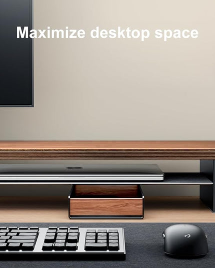 UPERGO Desk Tray Organizer Drawer for Home Office, Walnut Desk Organizer Tray for Keys, Pen, Watch