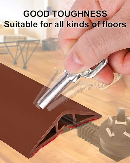 6.5Ft Floor Cord Cover Brown Silicone Cable Protector Easy to Install Wire Organizer and Hider for Home, Office, Garage (Brown-2m)