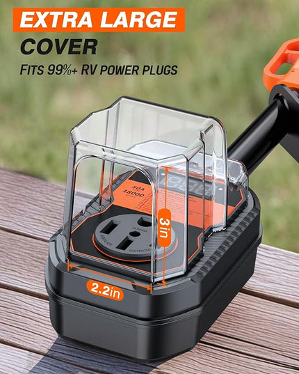 18,000J RV Surge Protector 50 Amp with LED Display, 50 Amp Surge Protector for RV with Voltage Monitoring, Clear Error Codes, Comprehensive Detection, IP68 Waterproof