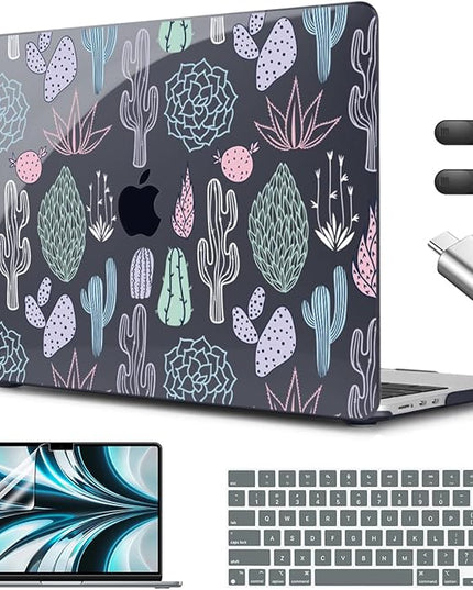 CISSOOK Laptop Hard Shell Case for MacBook Air 13.6 Inch Case 2025 2024 2022 Release Model A3240 A3113 A2681 Cute Cacti Shell with Keyboard Cover for MacBook Air 13-inch M4 M3 M2 Chip, Cactus