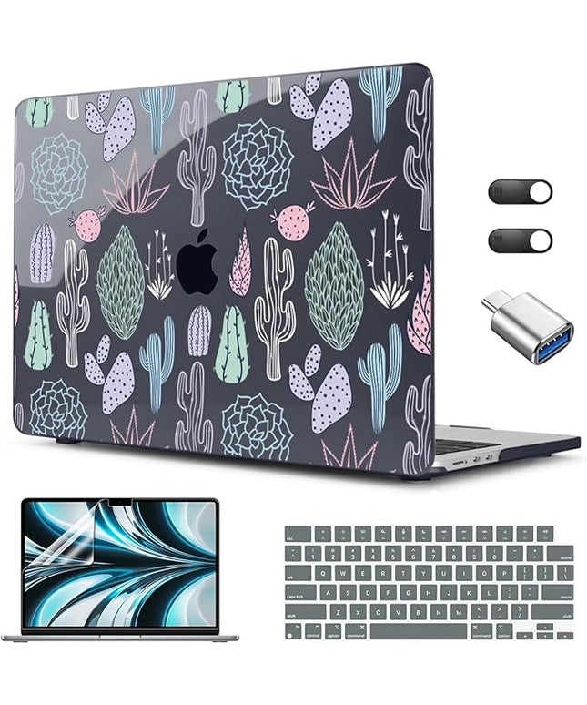 CISSOOK Laptop Hard Shell Case for MacBook Air 13.6 Inch Case 2025 2024 2022 Release Model A3240 A3113 A2681 Cute Cacti Shell with Keyboard Cover for MacBook Air 13-inch M4 M3 M2 Chip, Cactus