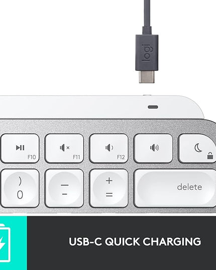 Logitech MX Keys Mini for Mac Minimalist Wireless Keyboard, Compact, Bluetooth, Backlit Keys, USB-C, Tactile Typing, Compatible with MacBook Pro,MacBook Air,iMac,iPad - Pale Grey