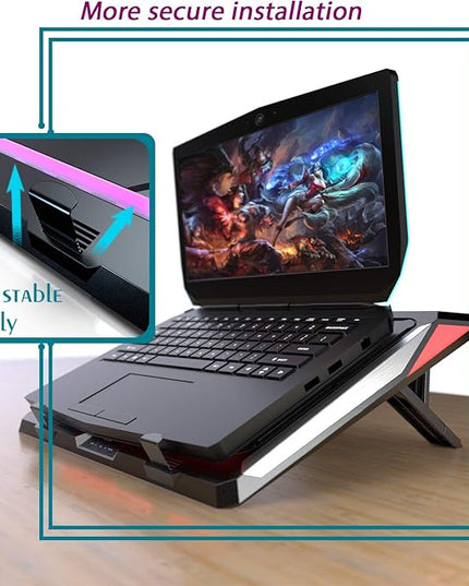 IETS GT300 Double Blower Laptop Cooling Pad for 14-17 Inch Gaming Laptop, Cooler Pad with Dust Filter, Flexible Rubber Ring, Colorful Lights,Adjustable Mount Stand,Third Gear Speed