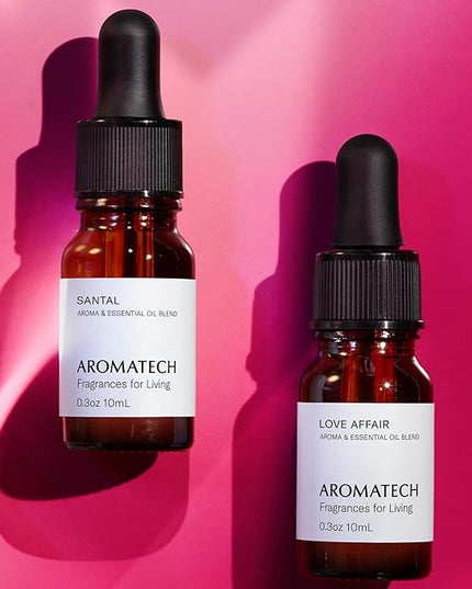 AromaTech Santal & Love Affair Set | Aroma Diffuser Essential Oils Blend of Santal Cardamom, Papyrus, Musk | Love Affair Jasmin, Saffron, Cedar, Ambergris - 10 Milliliter