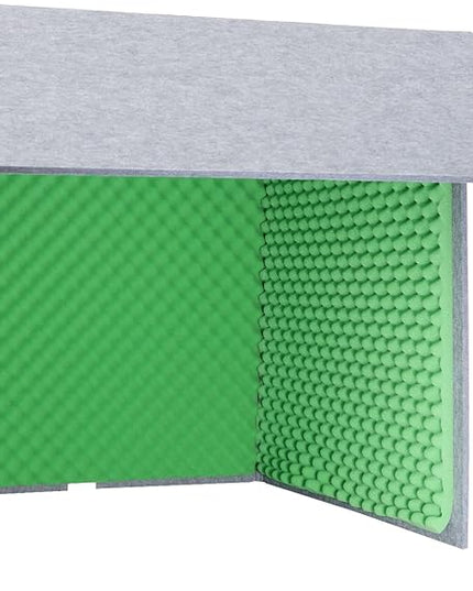 Desktop Soundproof Cover 31" H X 31" W X 31" L Recording Booth Portable Vocal Recording Booth with Double Sound Insulation Vocal Sound Absorbing Shield for Recording Studios, Offices（Green+Gray）
