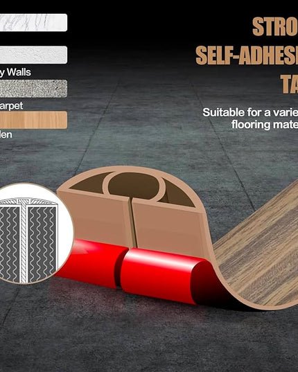 Floor Cord Cover Self Adhesive Cord Hider,3.3FT Cable Management, Extension Strip Protector for Wires, Prevent Cable Trips for Offices, Gyms, Exhibitions Cavity:0.47"(W) x0.35(H) Woodsmokedbrown