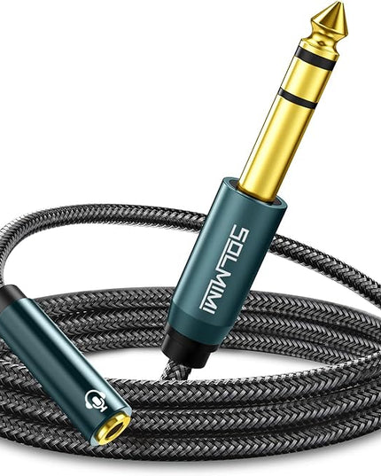 SOLMIMI 1/4 to 1/8 Headphone Adapter, 4 Feet 6.35mm Male to 3.5mm Female TRS Stereo Audio Jack Adapter Cable for Mixer Guitar Amp Piano Keyboard Amplifier Headphone Speaker (4Ft/1.2M)