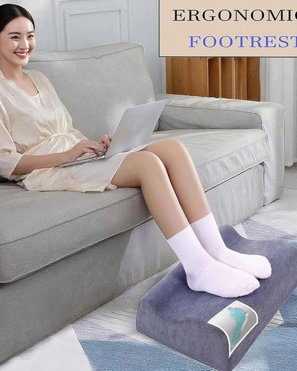 Foot Rest for Under Desk at Work, Ergonomic Under Desk Footrest with Washable Cover, Memory Foam Foot Stool for Office Chair & Gaming Chair, Back & Hip Pain Relief, Blue