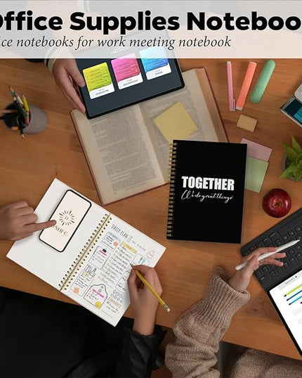 DSHFG Black Journal Notebook Team Gifts for Employees, Black Journaling Notebooks Appreciation Gifts, Notebooks for Work Office Supplies,Together We Do Great Things, 5.5x8.3