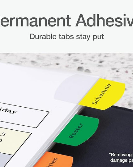 Redi-Tag Laser Printable Tabs, Permanent Index Tabs, Customizable Adhesive Labels, Assorted Primary Colors, 1.125" x 1.25", 375 Per Pack (1006556)