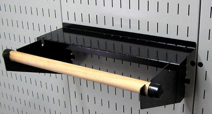 Wall Control Paper Towel Holder and Dowel Rod Pegboard Shelf Assembly for Wall Control Pegboard and Slotted Tool Board - Black